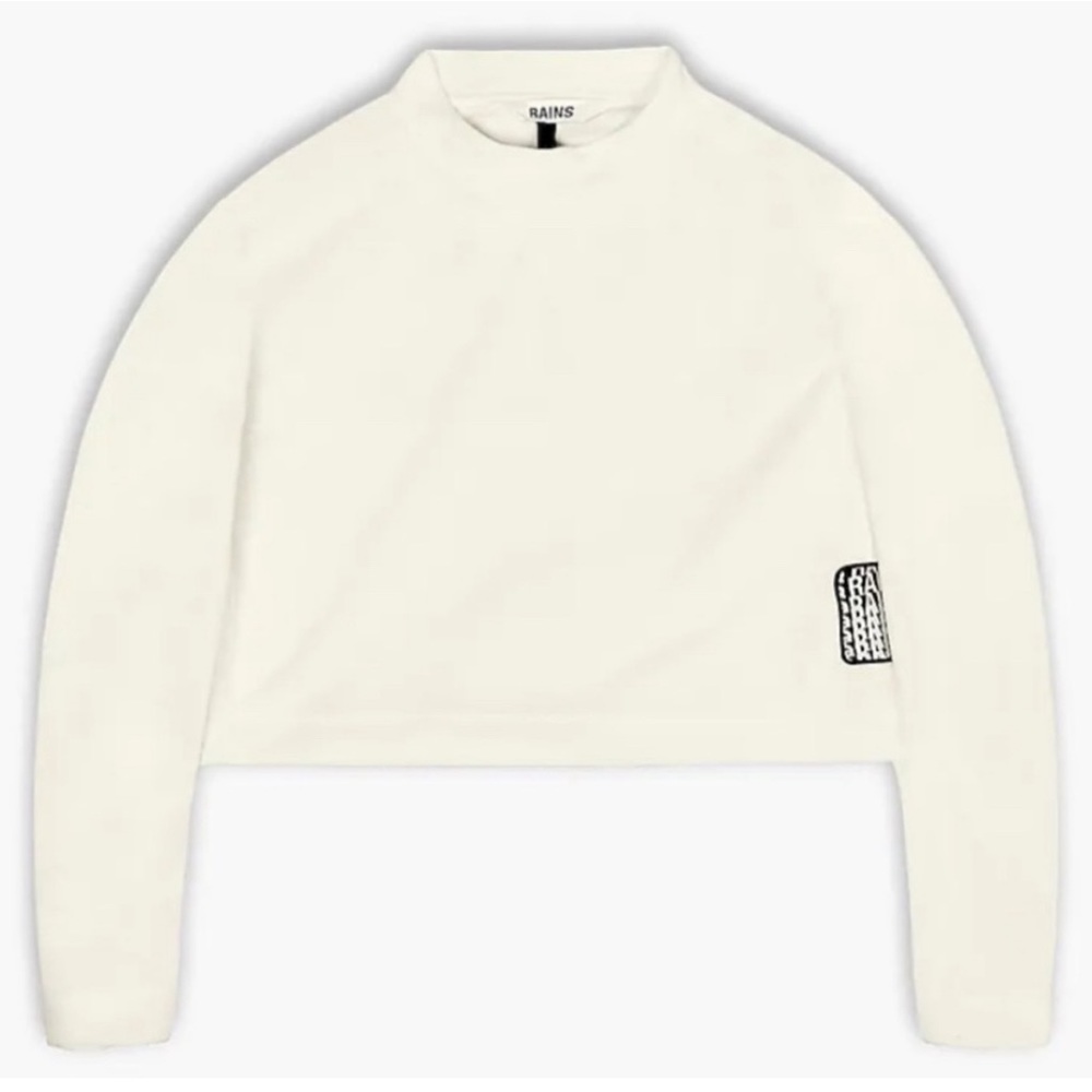 134. NWT RAINS fossil white fleece cropped sweatshirt size small